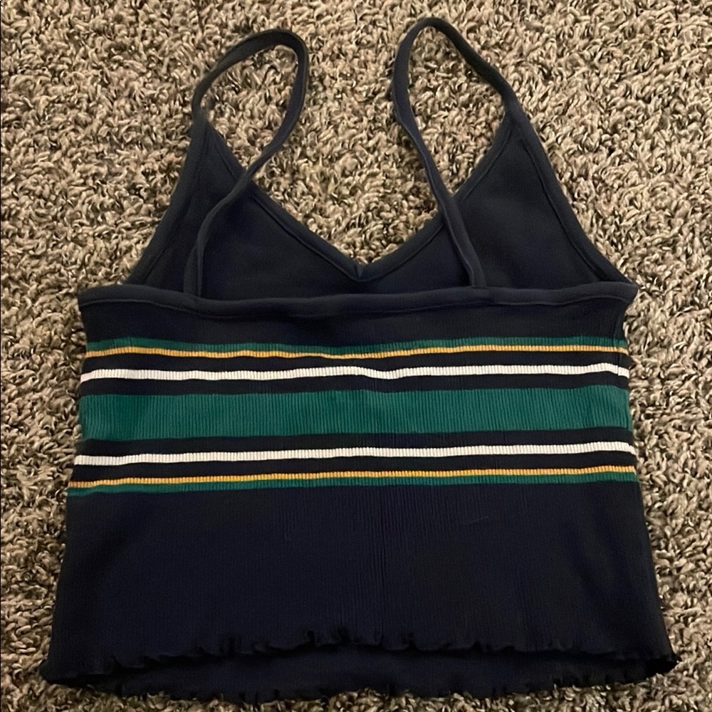 PacSun Navy and Green Striped Crop Top - Picture 6 of 8